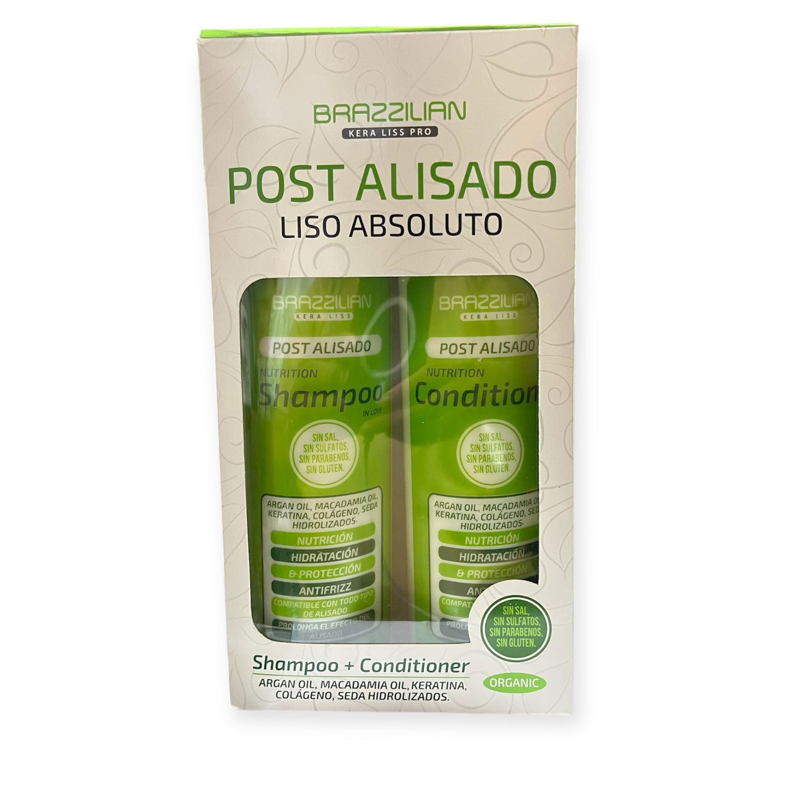 kit pos alisado BRAAZZILIAN Shampoo+Acondicionador de 500ml